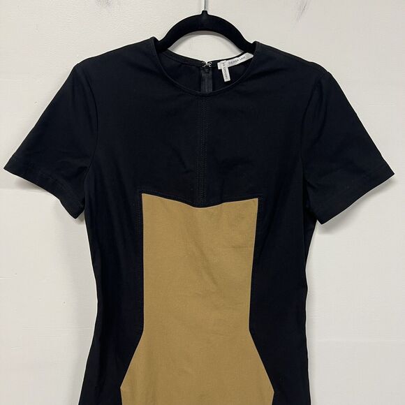 Derek Lam 10 Crosby Dress Womens Size 8 Black Cream Colorblock Cotton Poplin - Picture 2 of 13